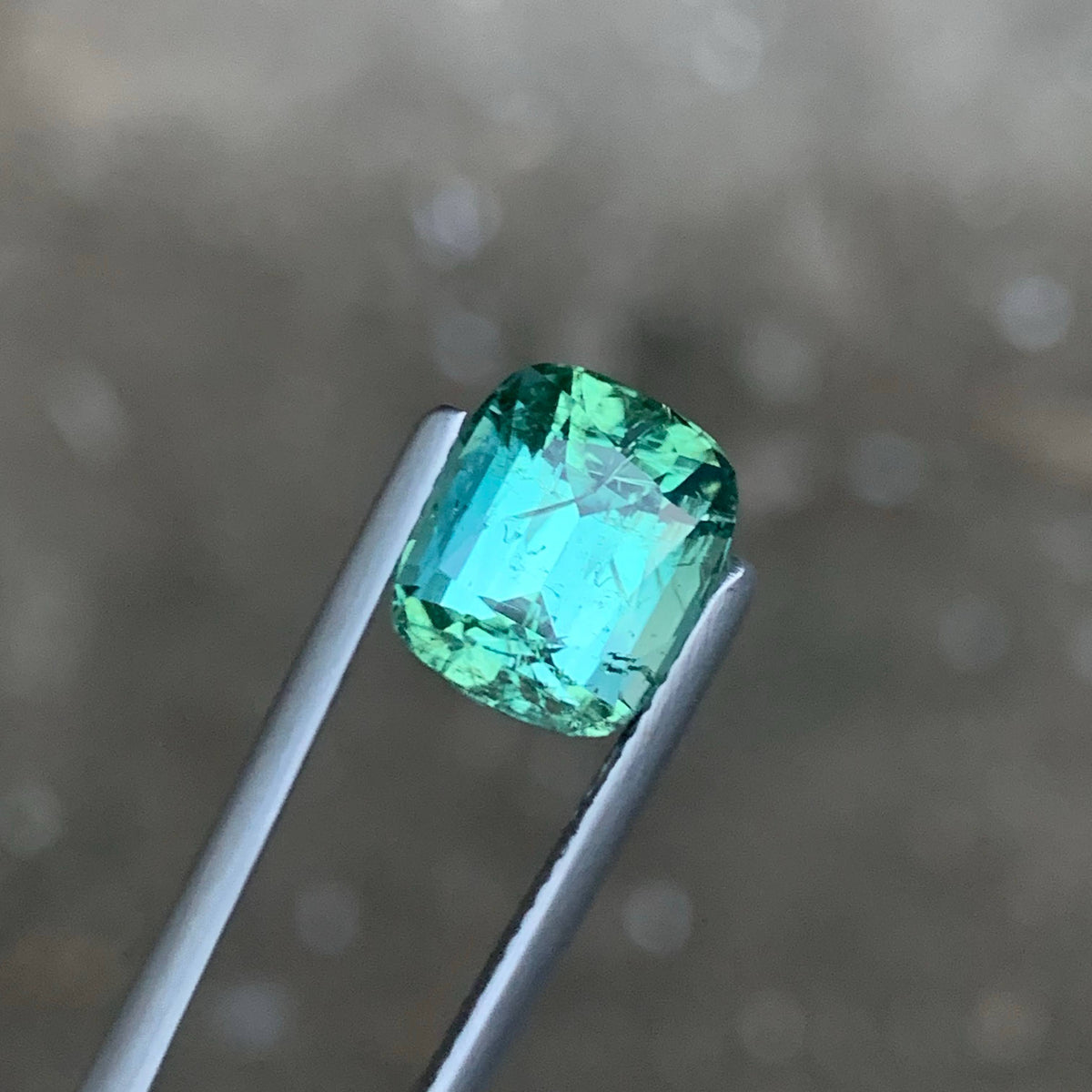 4.20 Carat Natural Mint Green Tourmaline Cushion Cut Afghan Gemstone