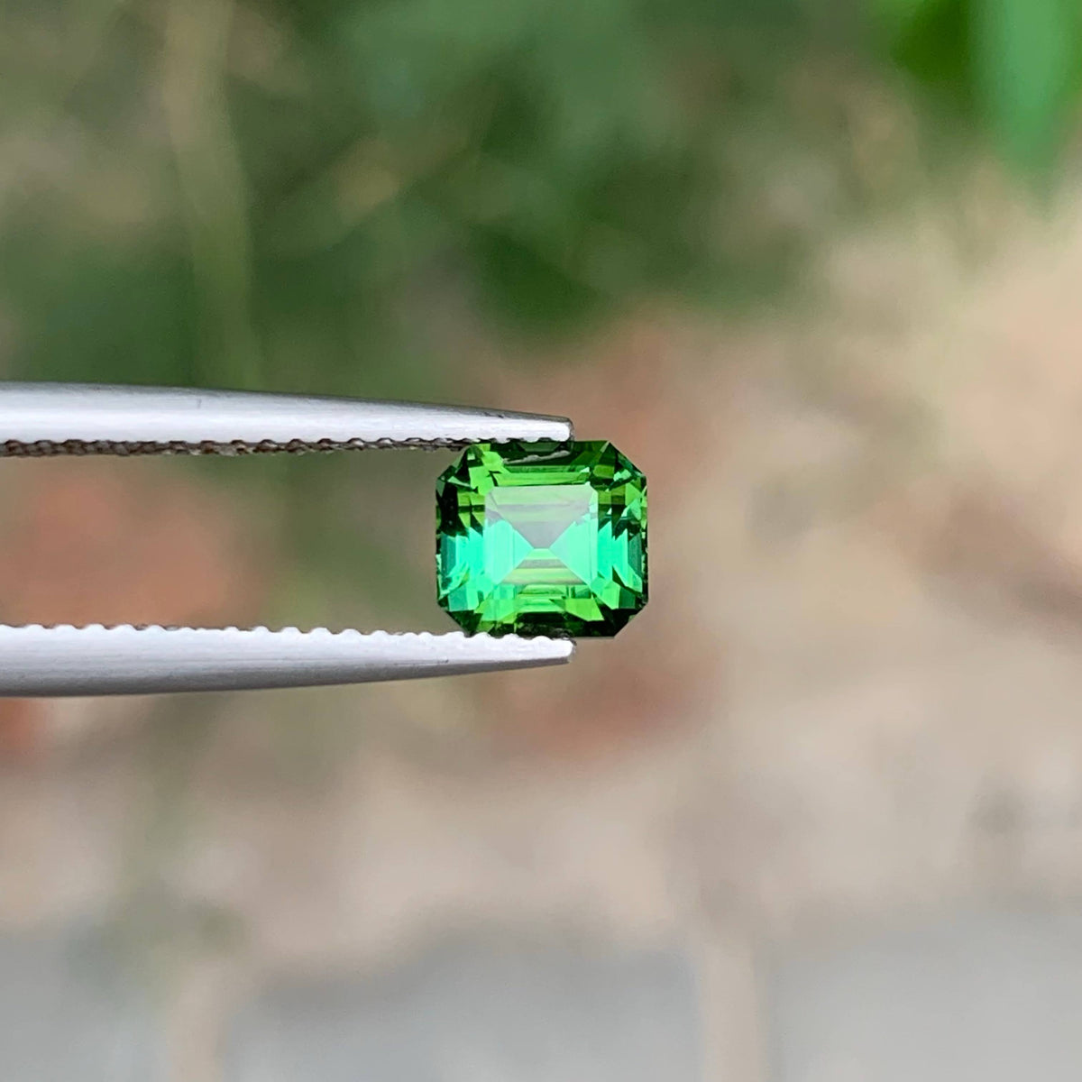 1.35 Carat Natural Loose Green Tourmaline Stone Emerald Cut Afghan Gemstone