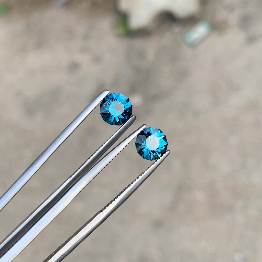 3.30 Carat Natural Loose London Blue Topaz Pair Round Cut African Loupe Clean Untreated Gemstone