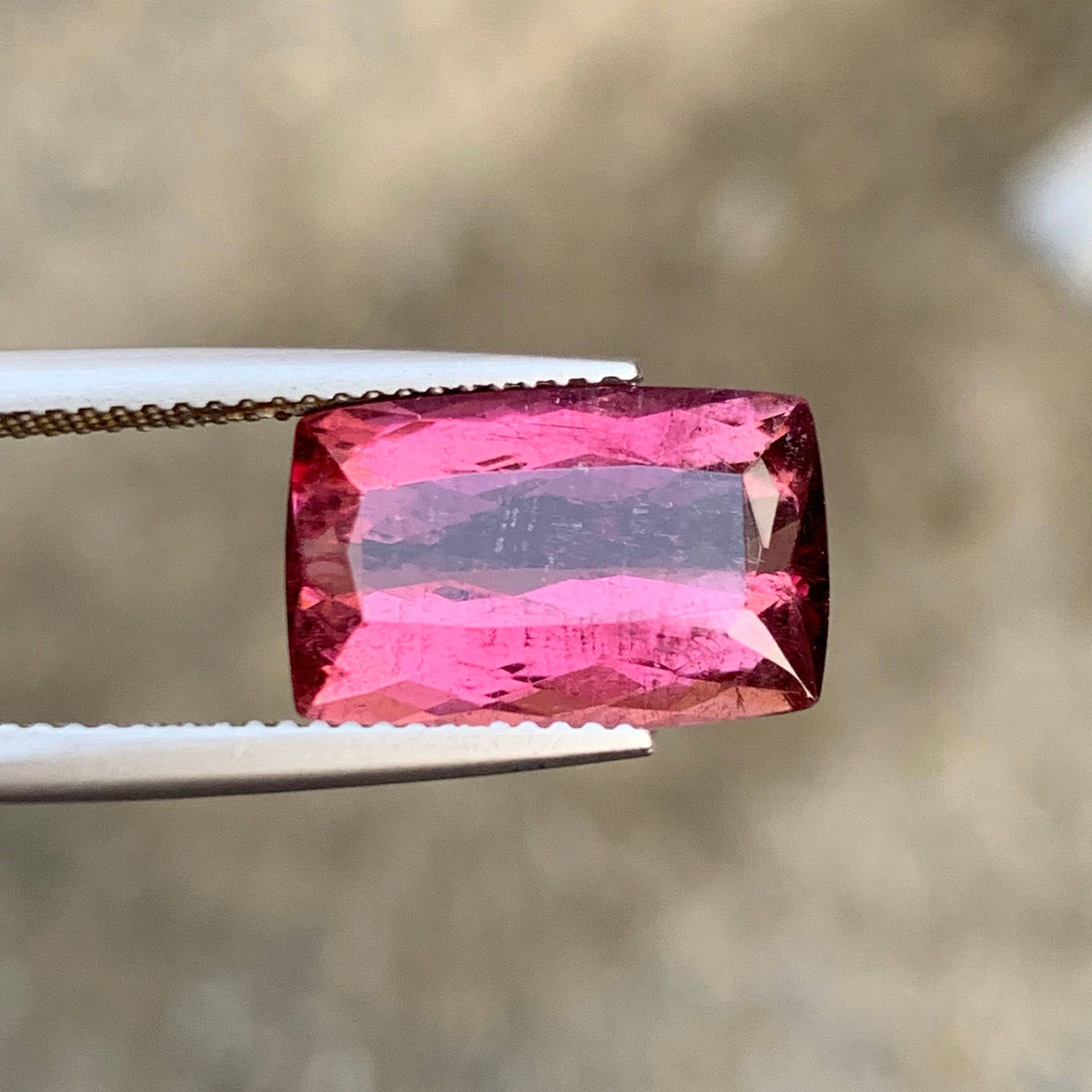 6.80 Carat Peach Pink Tourmaline Cushion Cut Afghan Gemstone