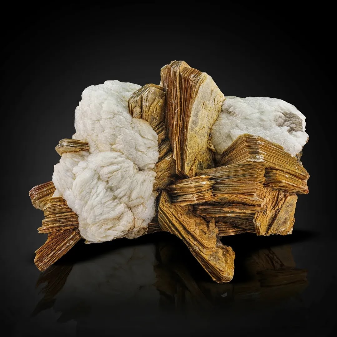 robust cluster of Star Muscovite Mica on Cleavelandite from Pakistan