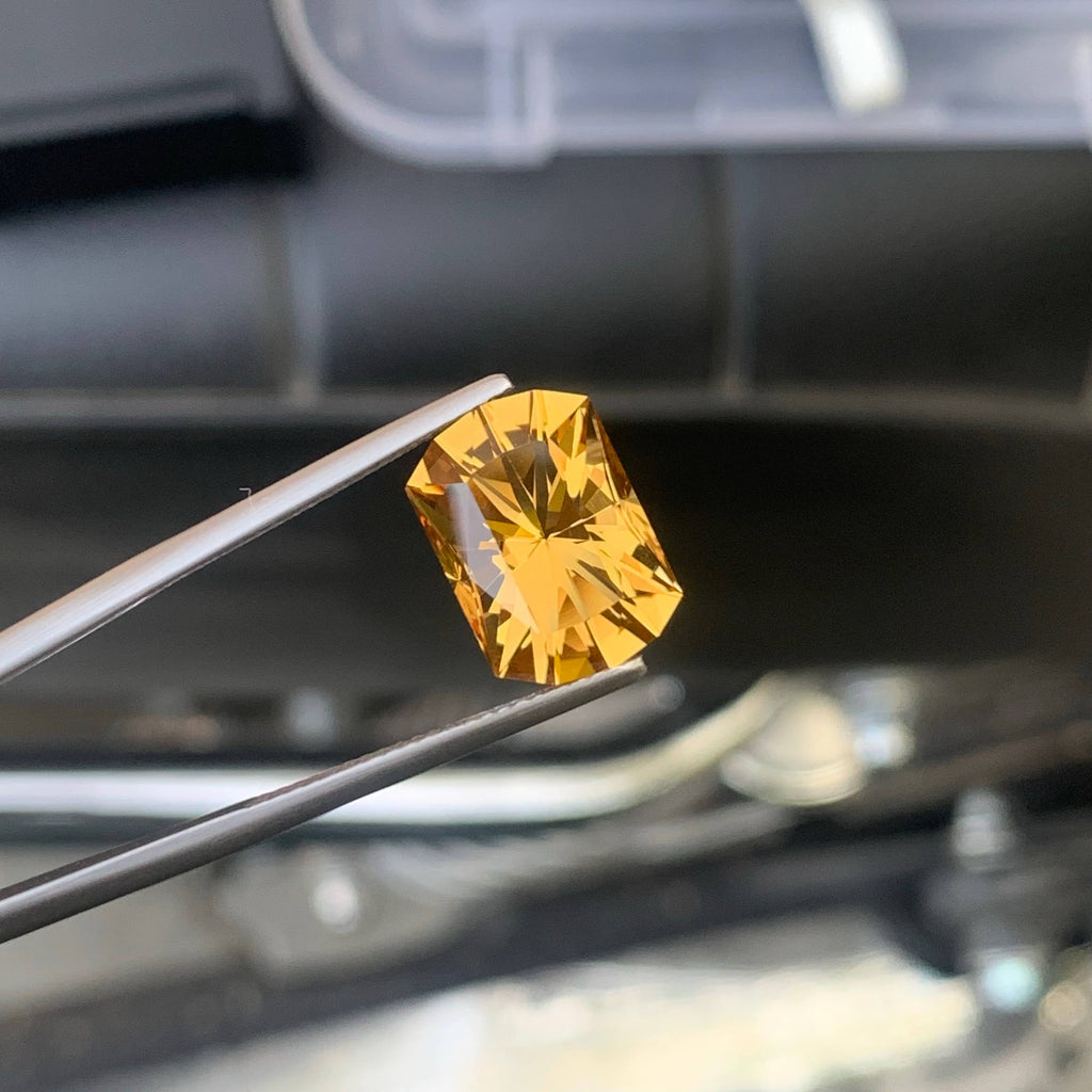 5.55 Carat Golden Citrine Fancy Cut Brazilian Gemstone, Eye Clean, Untreated