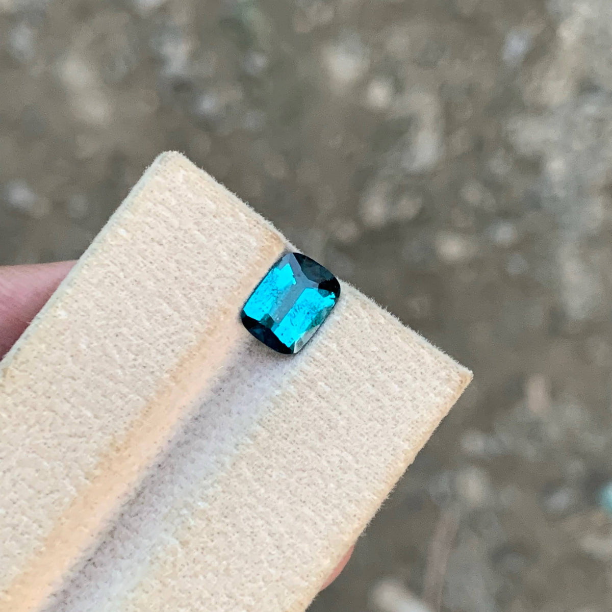 1.50 Carat Natural Loose Ink Blue Color Tourmaline Cushion Cut Afghan Gemstone