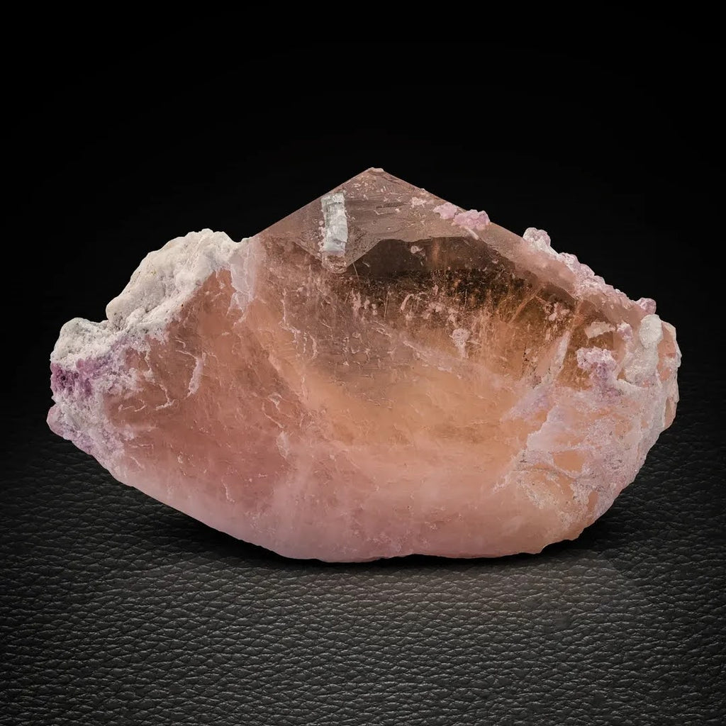 Peachy Pink Tabular Morganite Crystal with Lepidolite from Afghanistan