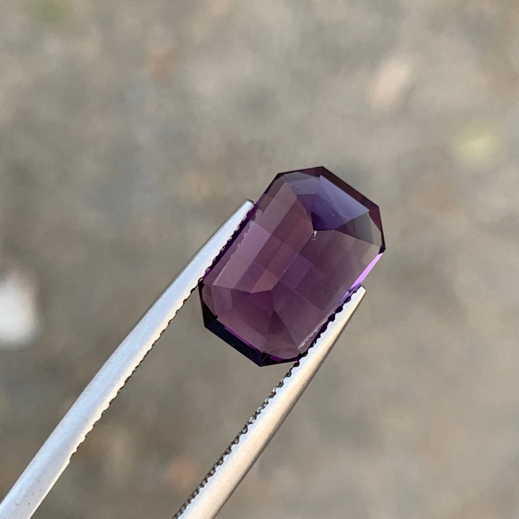 5.60 Carat Natural Loose Deep Purple Amethyst Pixel Cut Brazilian Gemstone