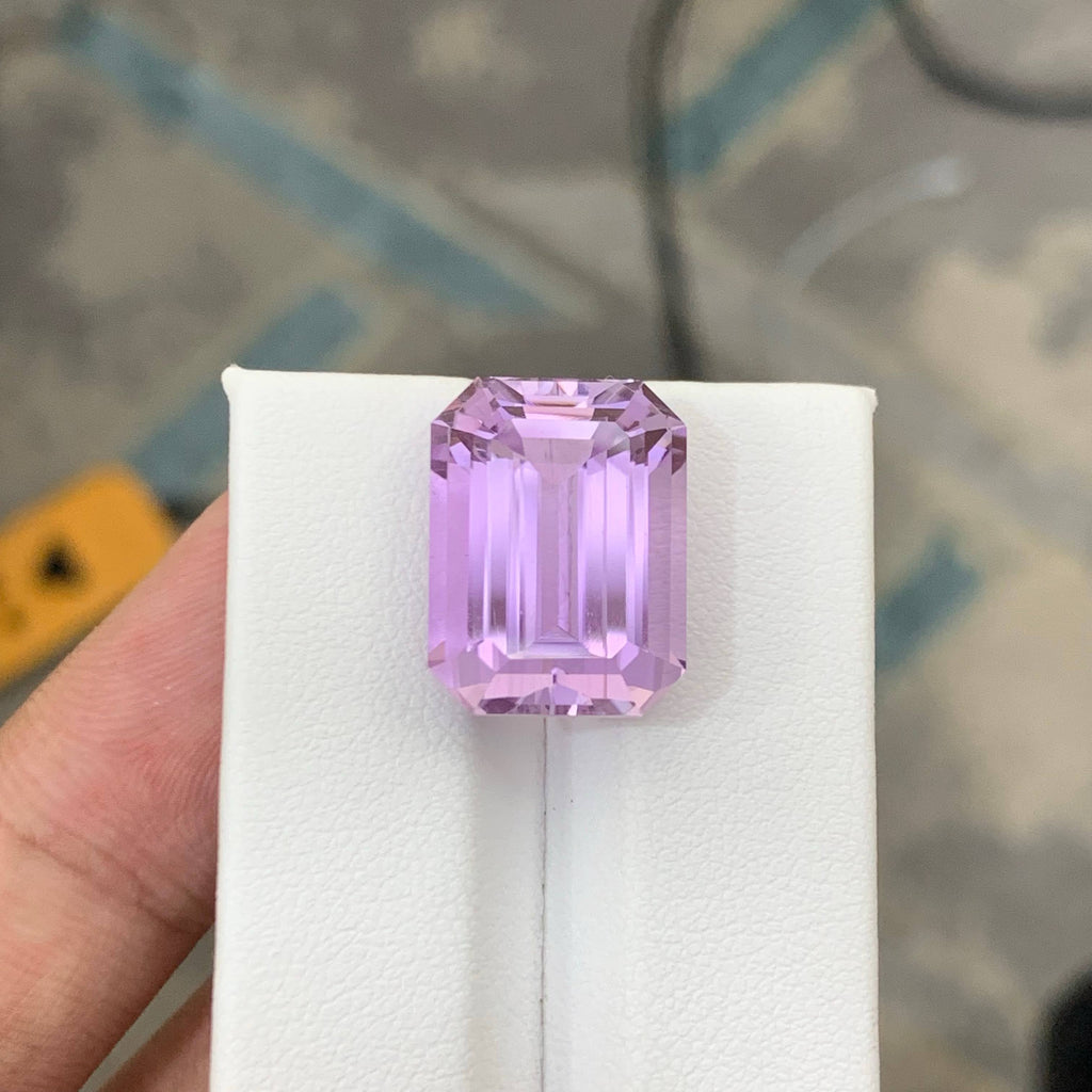 17.50 Carat Natural Loose Pink No Heat Kunzite Emerald Cut Afghan Gemstone