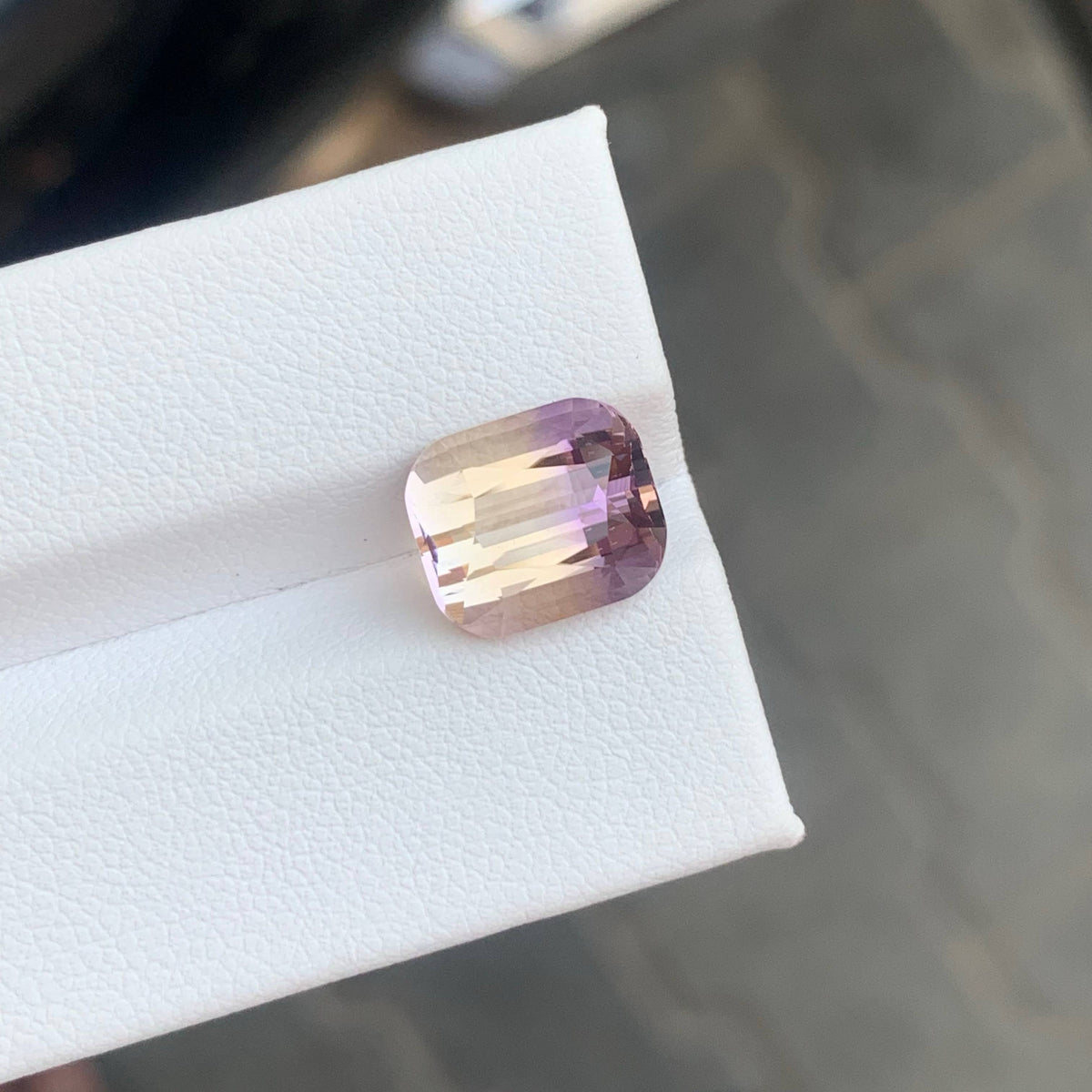 4.30 Carat Bicolor Ametrine Cushion Cut Brazil Loupe Clean Untreated