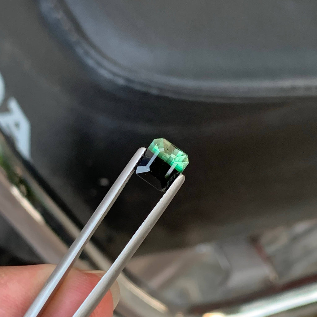 1.70 Carat Natural Loose Bicolor Tourmaline Stone Emerald Cut Afghan Gemstone