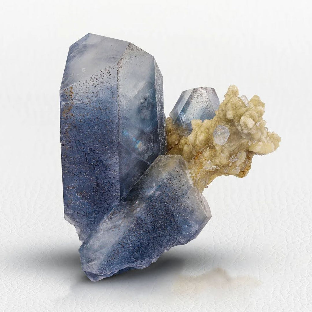 Vibrant Blue Celestite Crystals with Yellow Calcite from Afghanistan