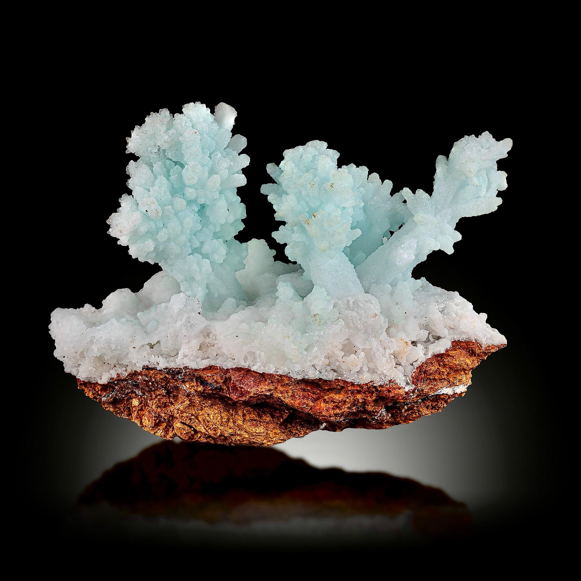 Blue Aragonite on Limonite Matrix