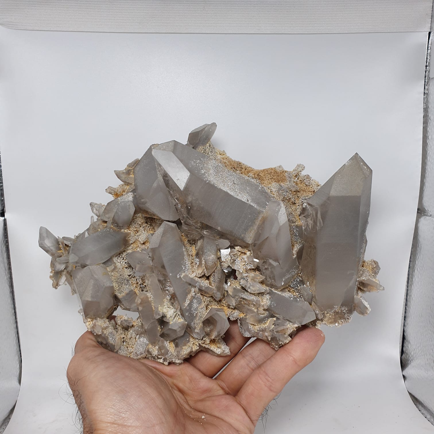 Gorgeous Robust Cluster of Pointed Quartz Crystals