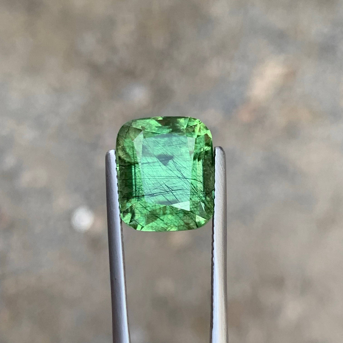 10.55 Carat Natural Loose Ludwigite Inclusion Peridot Cushion Cut Pakistani Gem