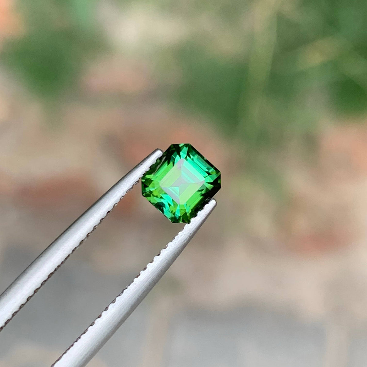 1.35 Carat Natural Loose Green Tourmaline Stone Emerald Cut Afghan Gemstone