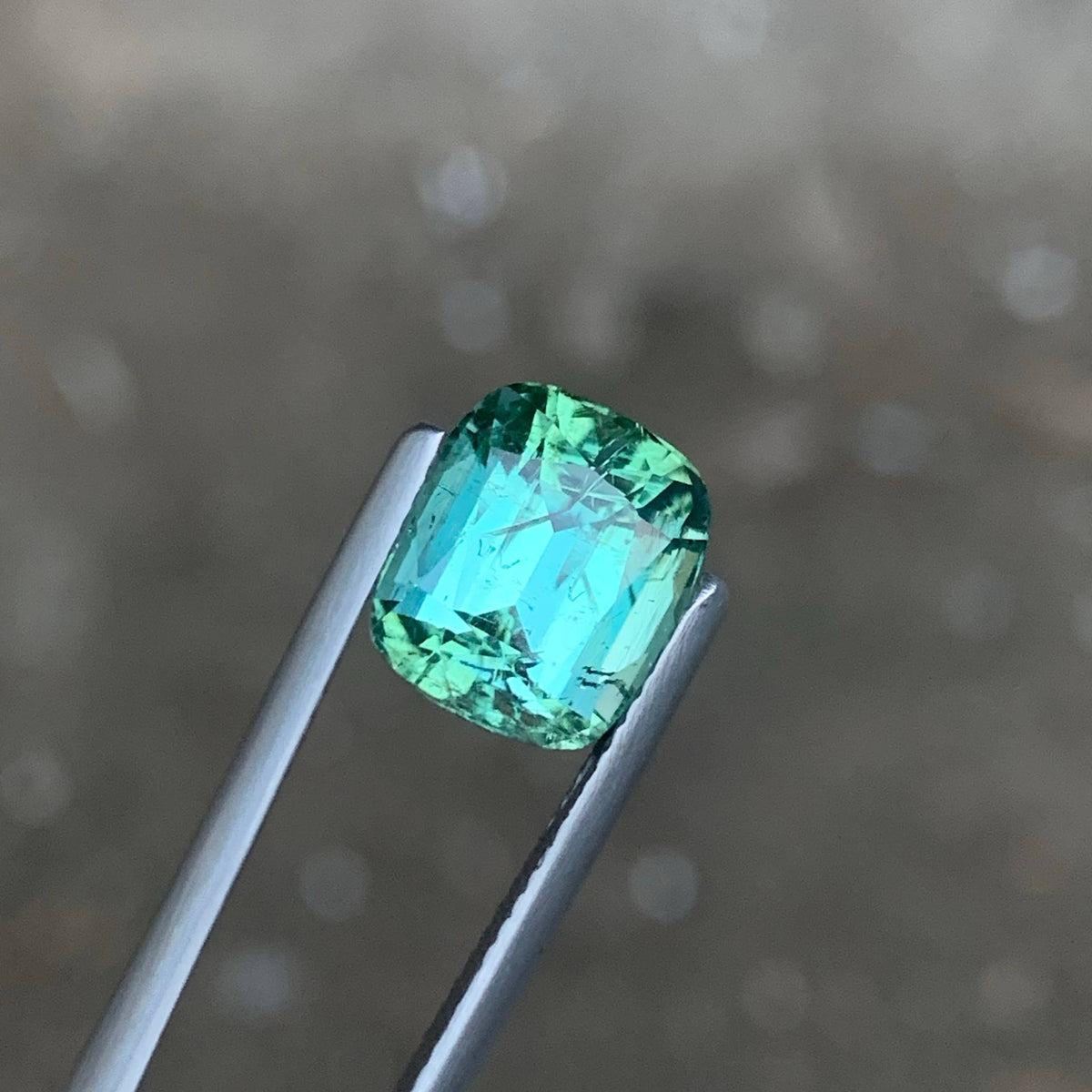 4.20 Carat Natural Mint Green Tourmaline Cushion Cut Afghan Gemstone