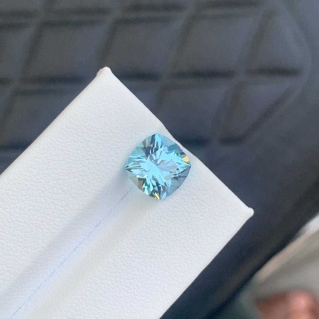 3.65 Carat Sky Blue Topaz Cushion Cut Africa Eye Clean Untreated