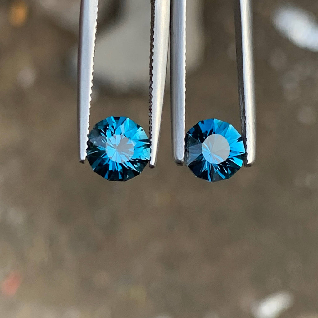 3.30 Carat Natural Loose London Blue Topaz Pair Round Cut African Loupe Clean Untreated Gemstone