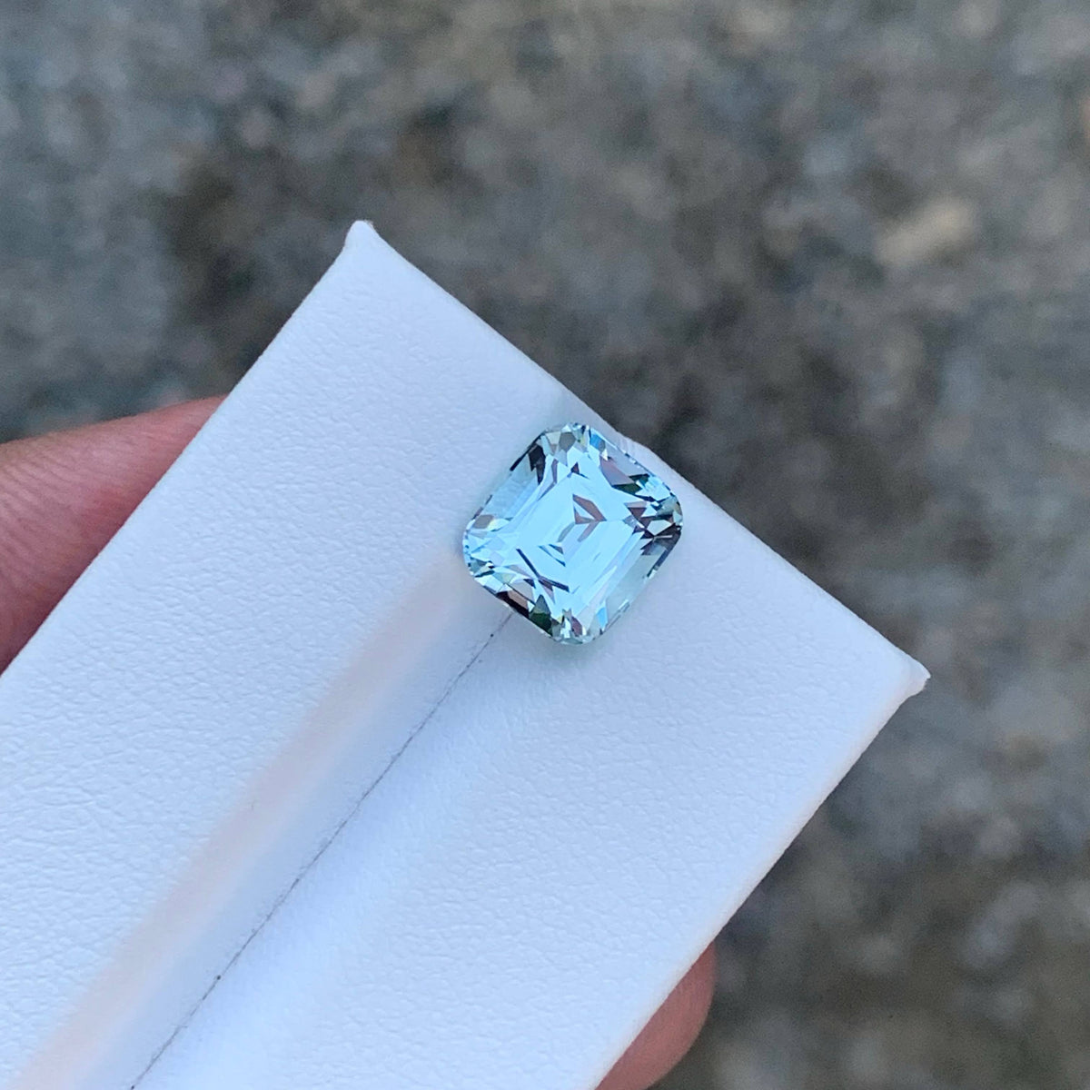 3.30 Carat Natural Loose Light Blue Aquamarine Cushion Cut Pakistan Gemstone