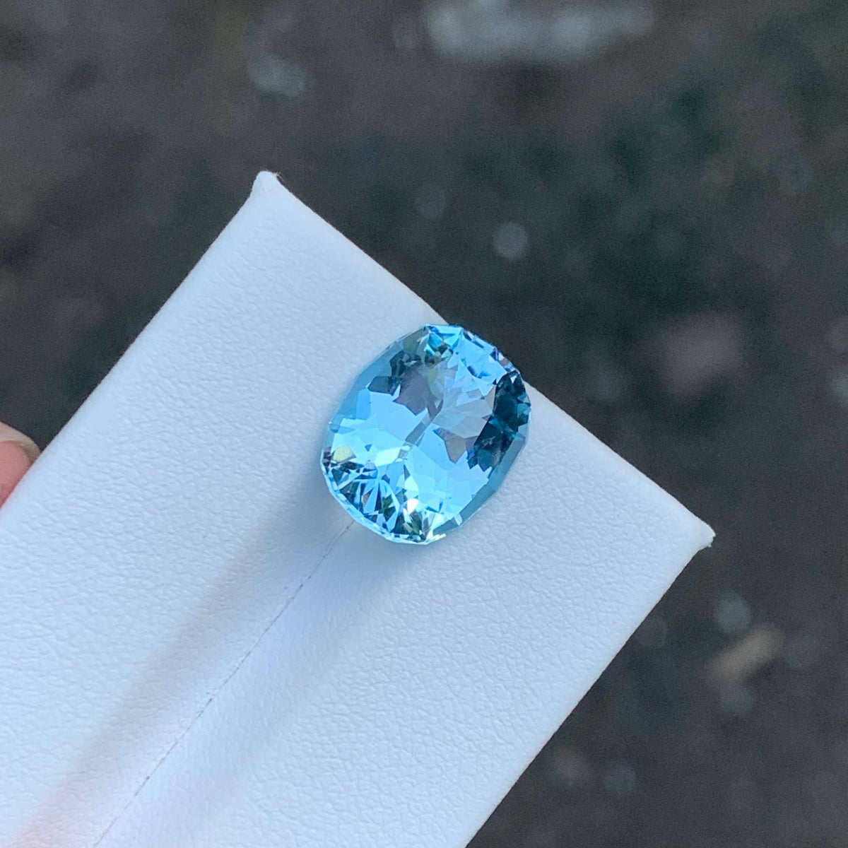 6.85 Carat Sky Blue Topaz Oval Fancy Cut African Untreated Loupe Clean