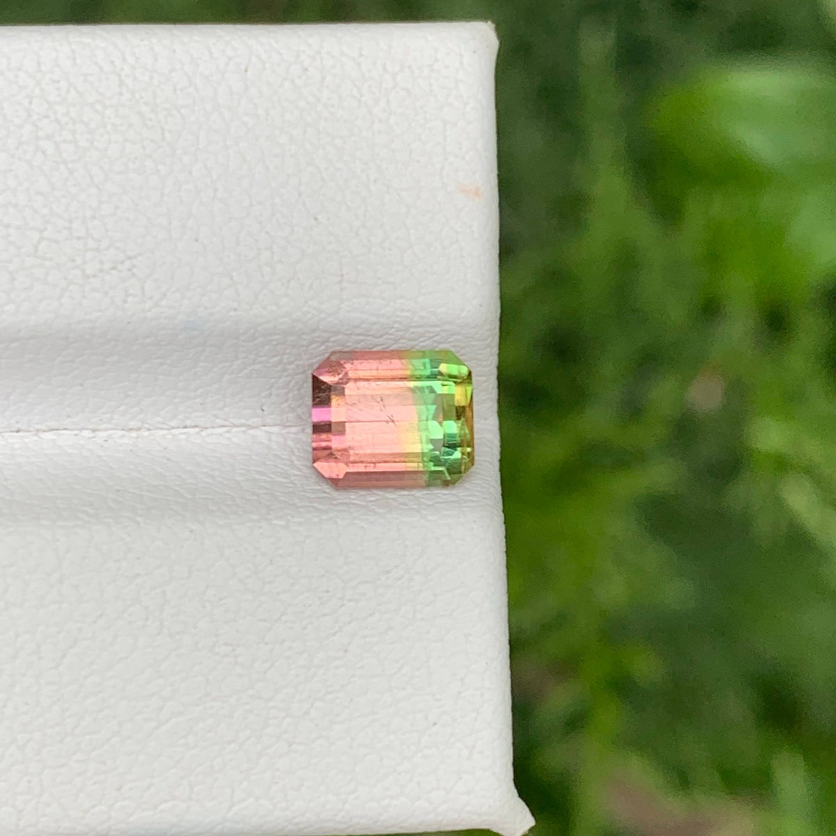 1.45 Carat Natural Bicolor Watermelon Tourmaline Emerald Cut Afghan Gemstone