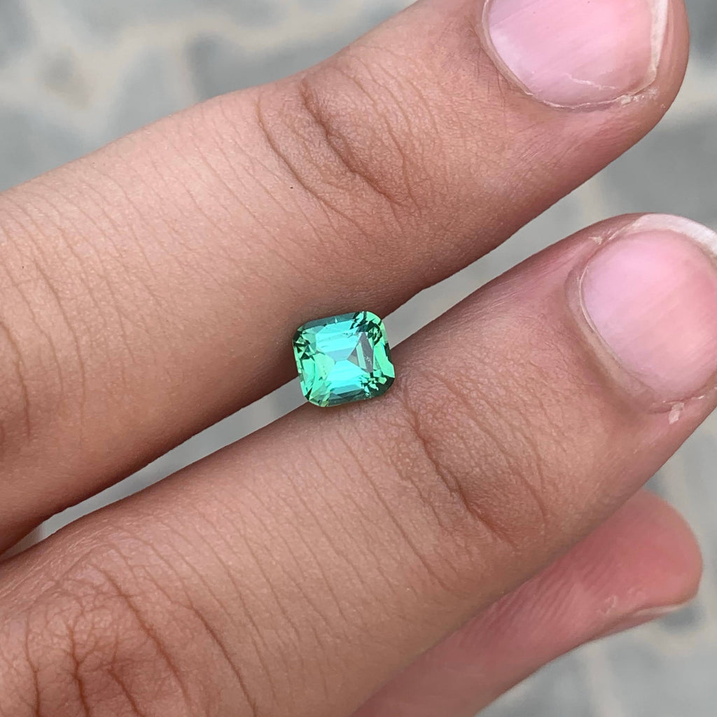 0.95 Carat Natural Loose Mint Green Tourmaline Cushion Cut Afghan Gemstone