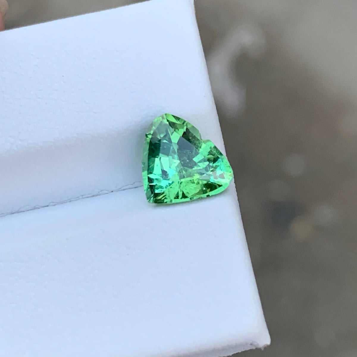 1.95 Carat Natural Loose Mint Green Tourmaline Heart Cut Afghan Gemstone