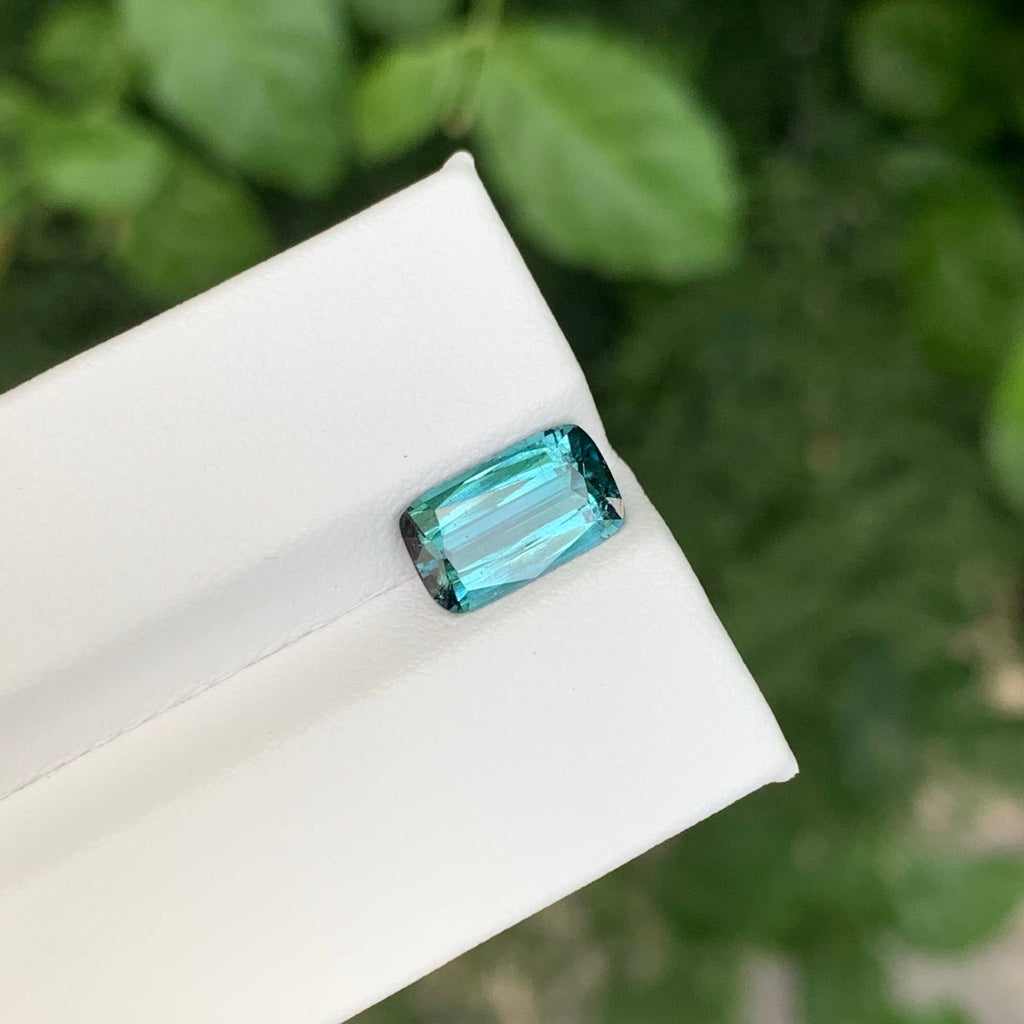 2.35 Carat Natural Loose Blue Color Tourmaline Cushion Cut Afghan Gemstone
