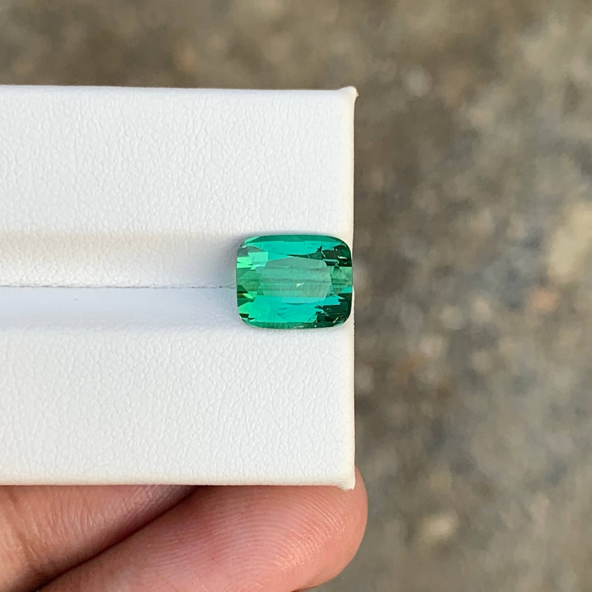 3.70 Carat Natural Loose Green Bluish Tourmaline Cushion Cut Afghan Gemstone