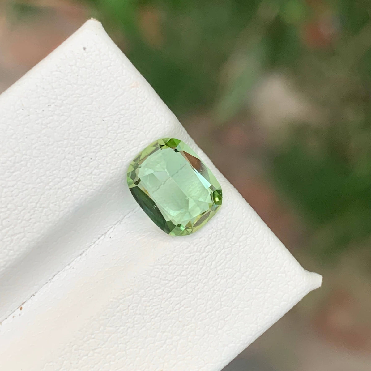 2.00 Carat Natural Loose Light Green Tourmaline Cushion Cut Afghan Gemstone
