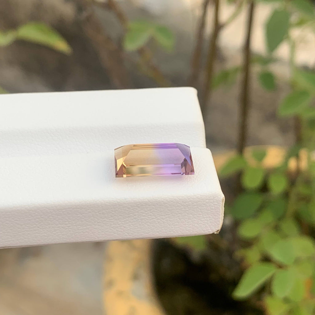4.55 Carat Natural Loose Bicolor Ametrine Stone Baguette Cut Brazilian Gemstone