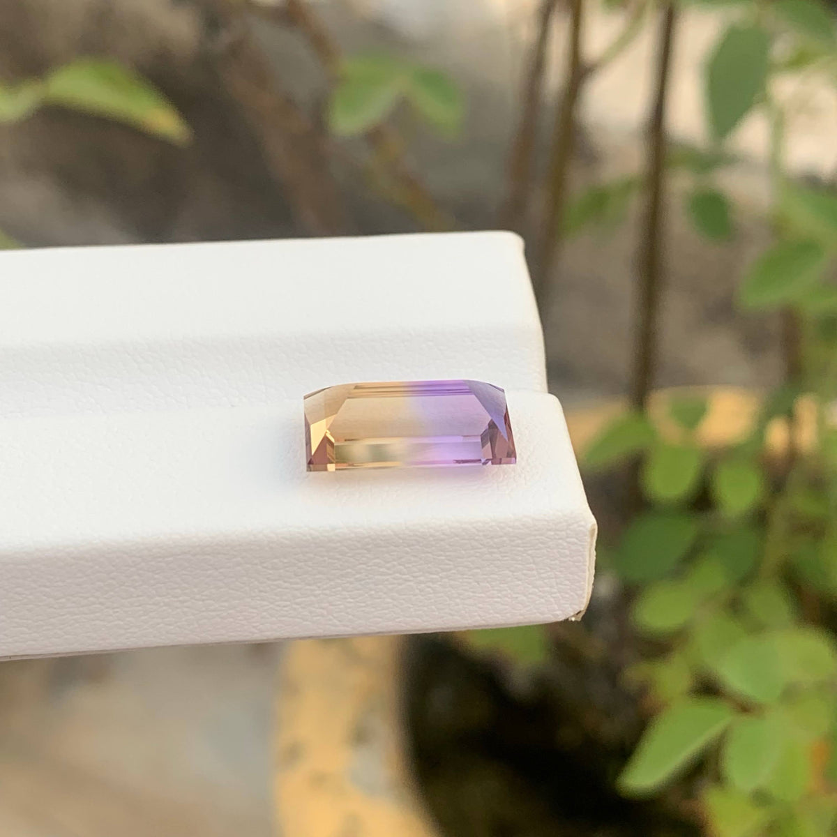 4.55 Carat Natural Loose Bicolor Ametrine Stone Baguette Cut Brazilian Gemstone