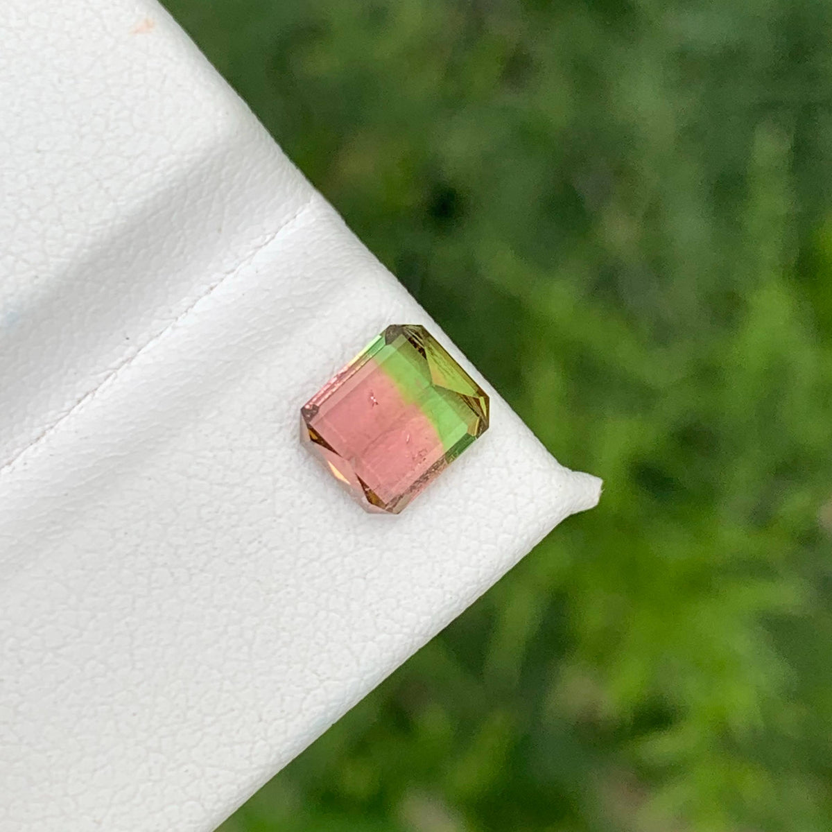 1.45 Carat Natural Bicolor Watermelon Tourmaline Emerald Cut Afghan Gemstone