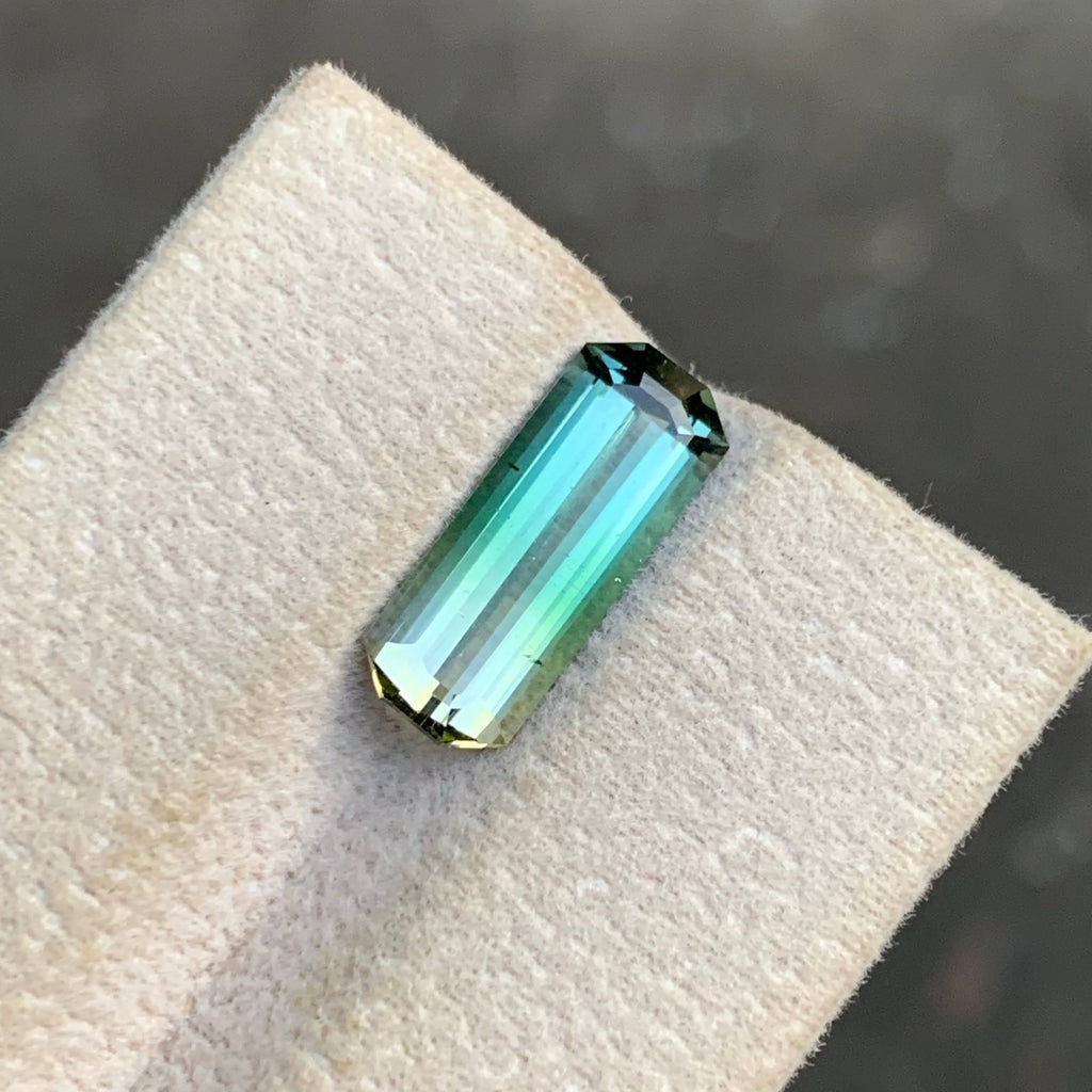 3.40 Carat Bicolor Tourmaline Emerald Cut Afghanistan VVS Untreated