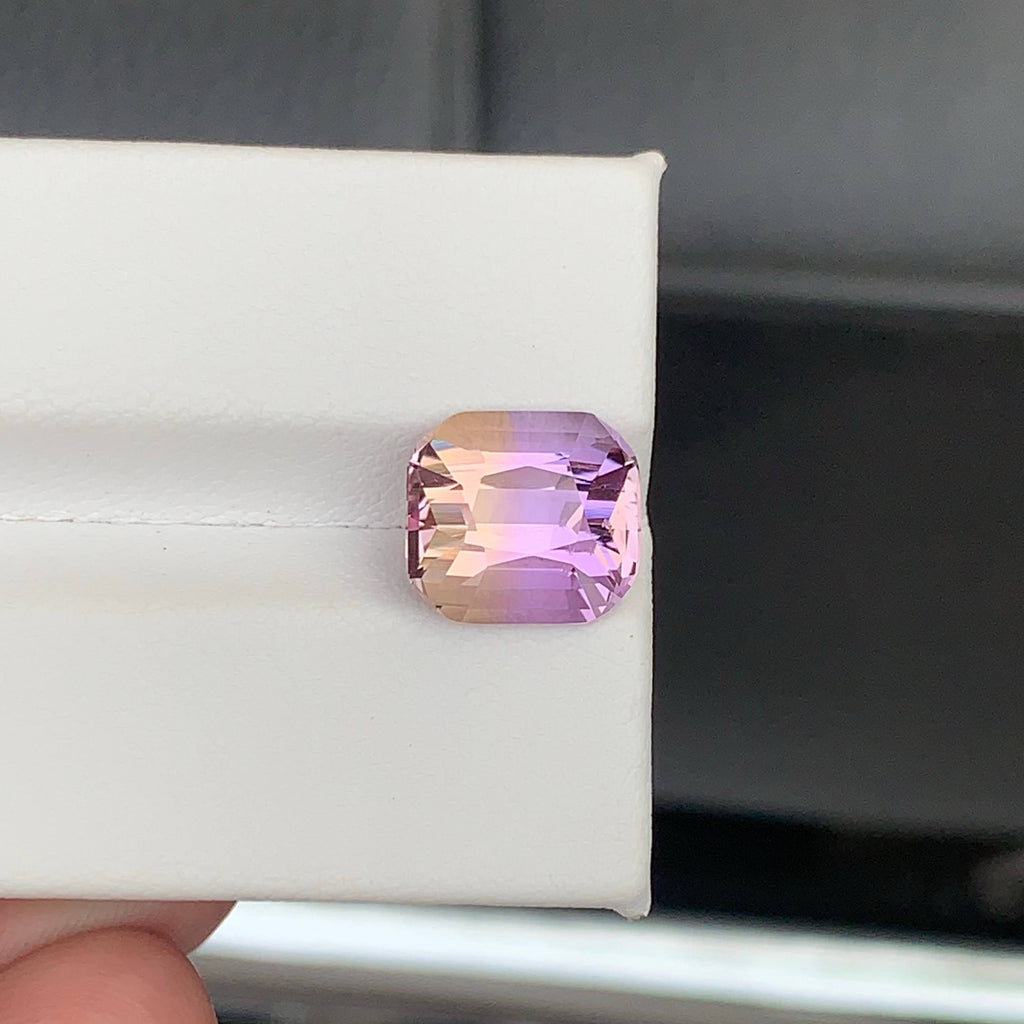 4.50 Carat Natural Loose Bicolor Ametrine Stone Cushion Cut Brazilian Gemstone