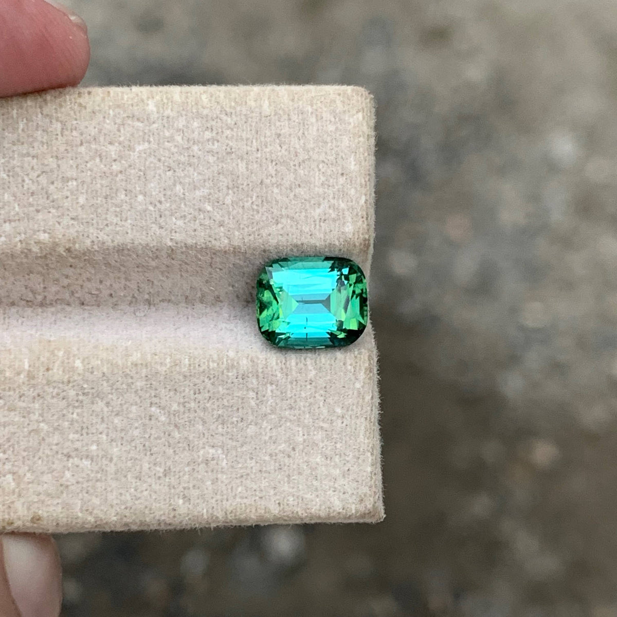 2.45 Carat Natural Loose Bluish Green Tourmaline Cushion Cut Afghan Gemstone