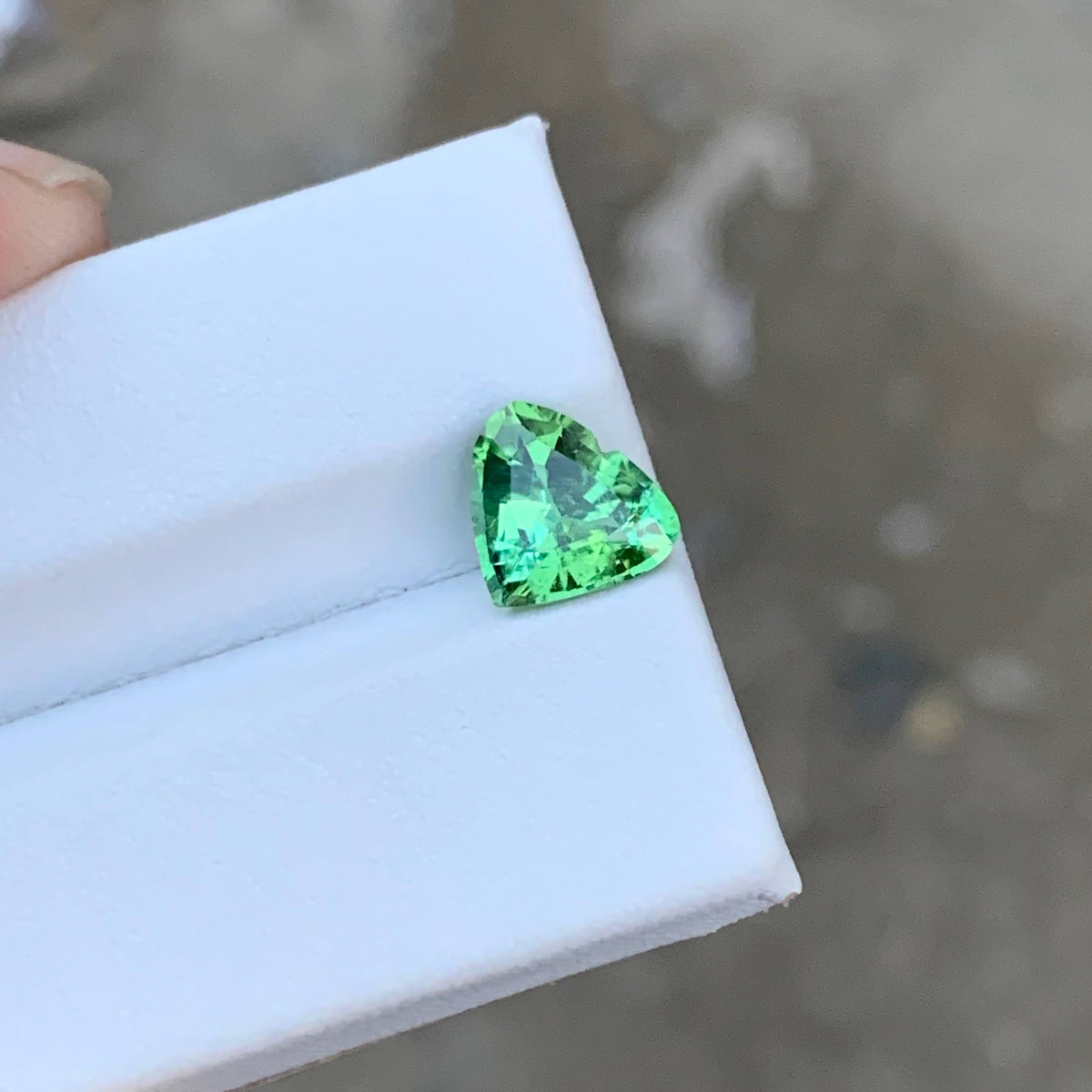 1.95 Carat Natural Loose Mint Green Tourmaline Heart Cut Afghan Gemstone