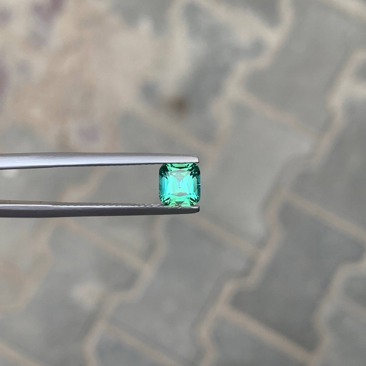 0.95 Carat Natural Loose Mint Green Tourmaline Cushion Cut Afghan Gemstone