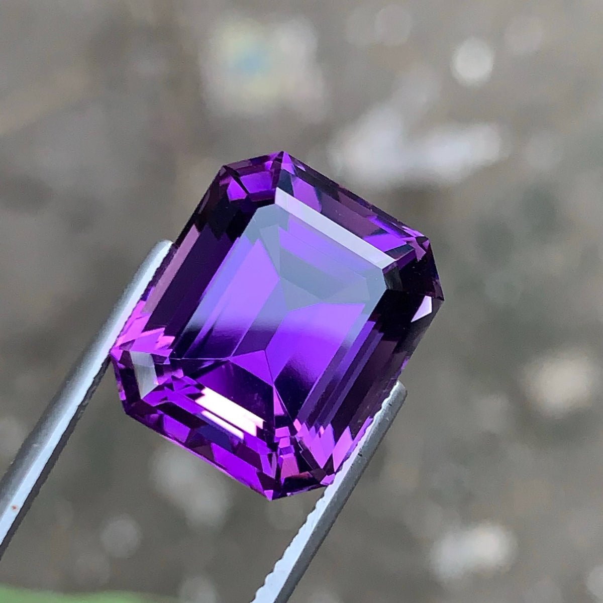 17.20 Carat Deep Purple Amethyst Emerald Cut Brazil | Loupe Clean Untreated