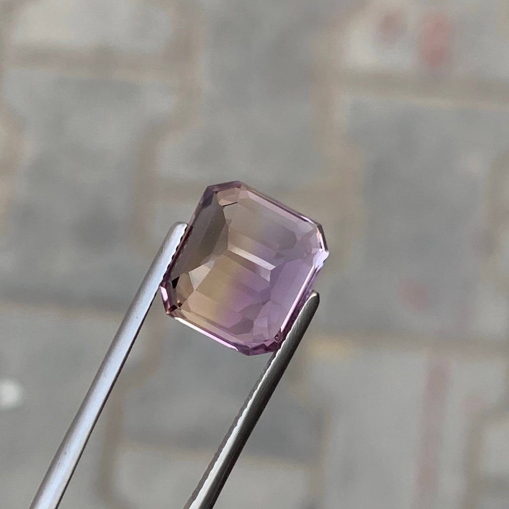 9.20 Carat Natural Loose Bicolor Ametrine Stone Emerald Cut Brazilian Gemstone