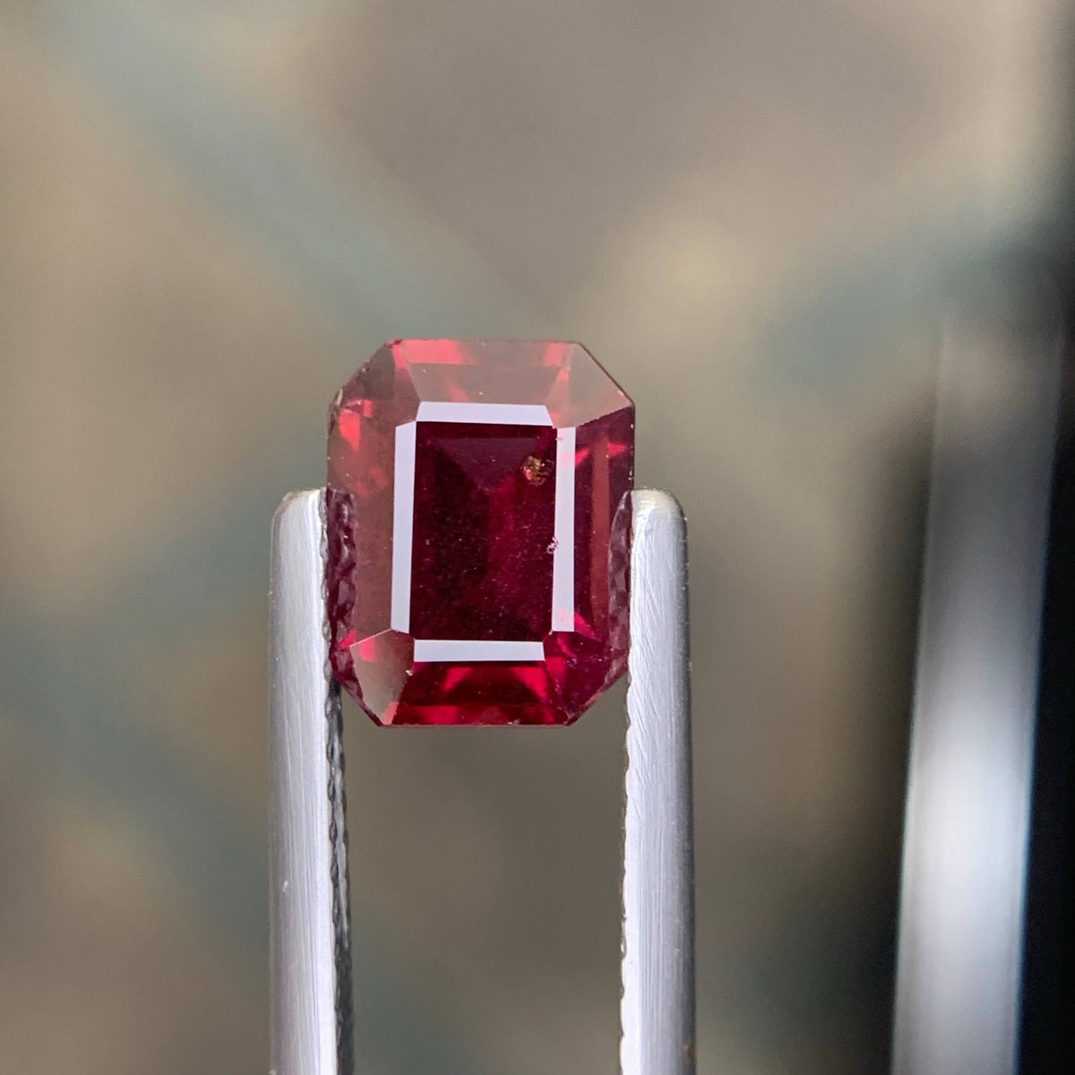 2.30 Carat Natural Loose Sweet Red Garnet Stone Emerald Cut Tanzanian Gemstone