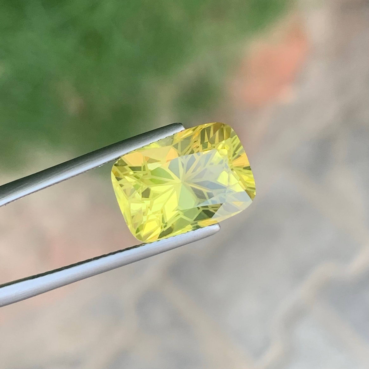 7.30 Carat Lemon Color Citrine Cushion Fancy Cut African Untreated Eye Clean