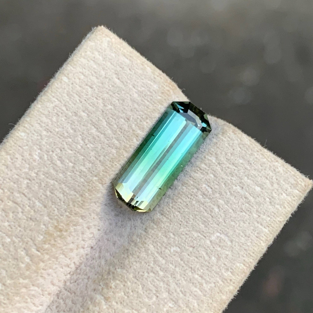 3.40 Carat Bicolor Tourmaline Emerald Cut Afghanistan VVS Untreated