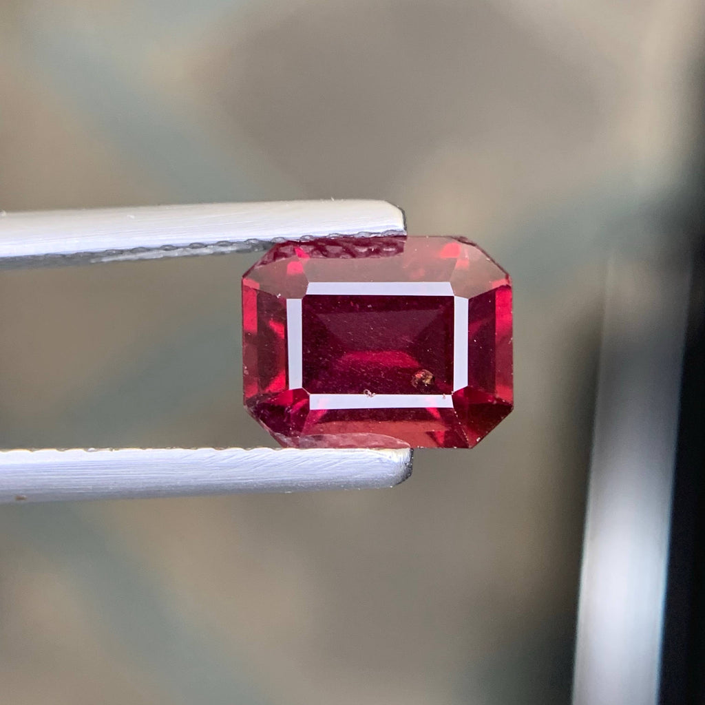 2.30 Carat Natural Loose Sweet Red Garnet Stone Emerald Cut Tanzanian Gemstone