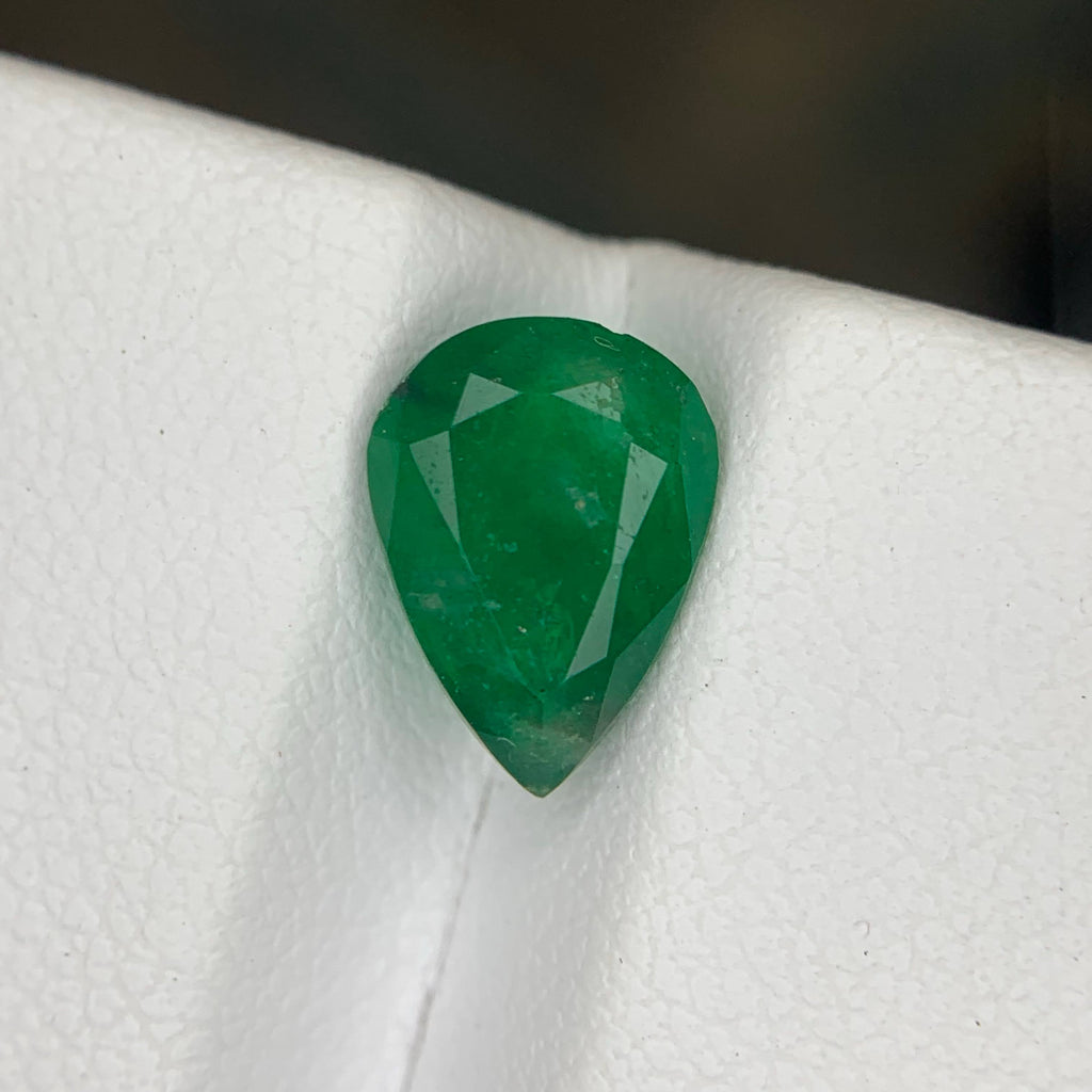 2.00 Carat Natural Loose Deep Green Color Emerald Pear Cut Swat Gemstone