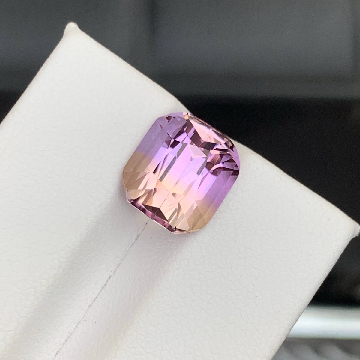 4.50 Carat Natural Loose Bicolor Ametrine Stone Cushion Cut Brazilian Gemstone