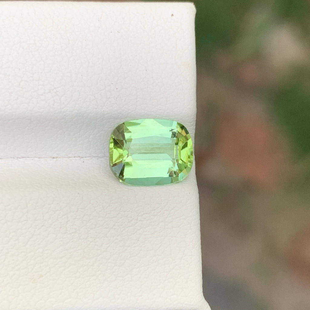 2.00 Carat Natural Loose Light Green Tourmaline Cushion Cut Afghan Gemstone
