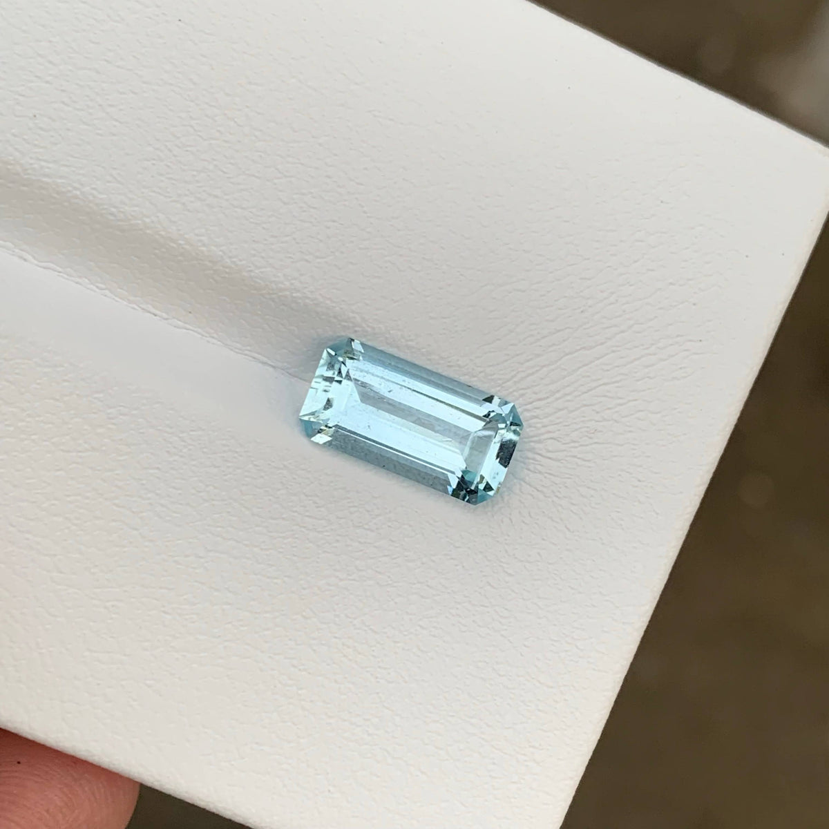 2.95 Carat Light Blue Aquamarine Emerald Cut Pakistan VVS Untreated