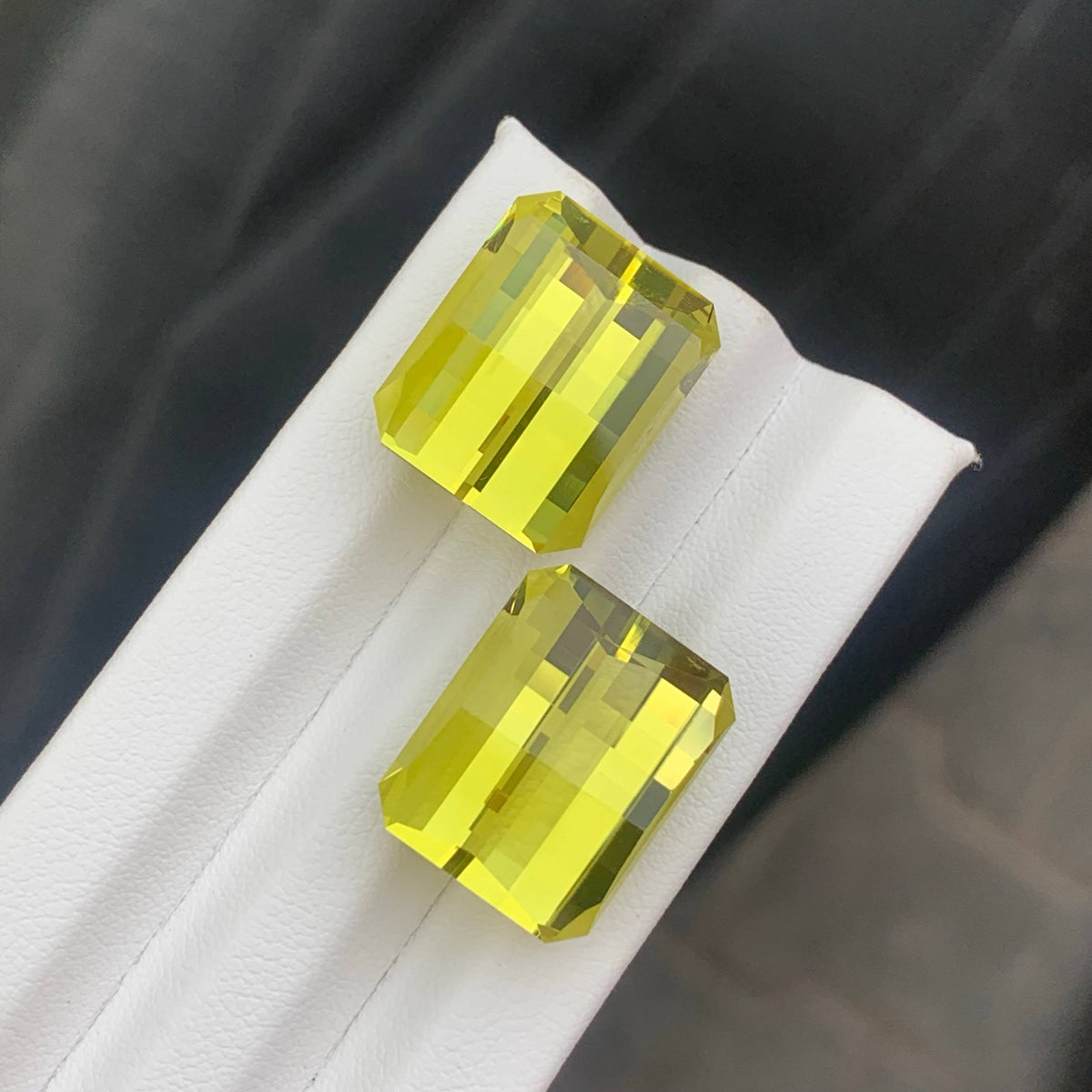 38.40 Carat Lemon Color Citrine Pair Pixel Cut African Gemstones