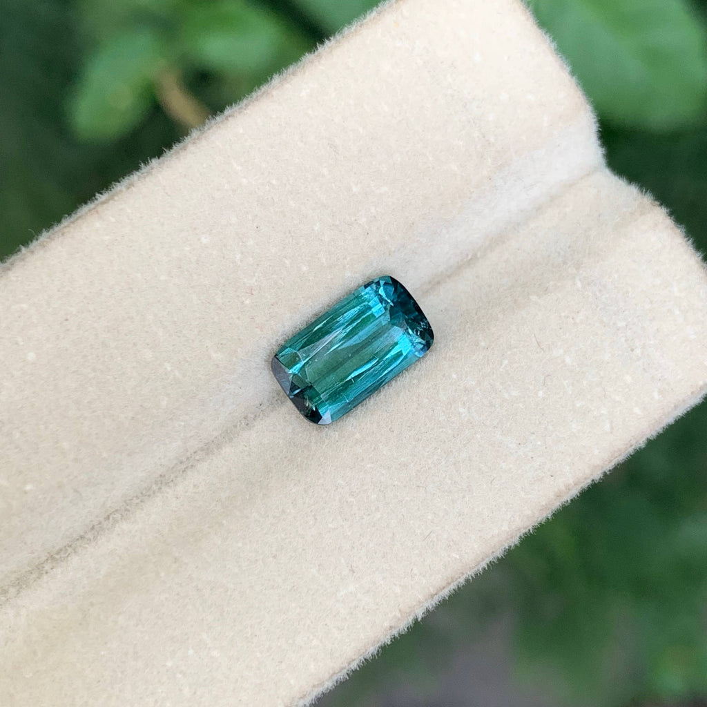 2.35 Carat Natural Loose Blue Color Tourmaline Cushion Cut Afghan Gemstone