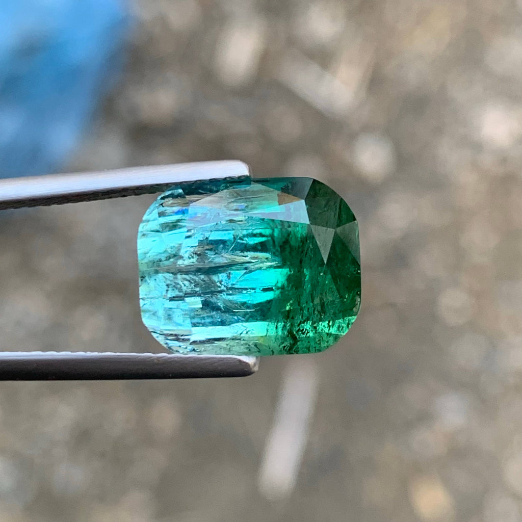 9.25 Carat Natural Loose Bicolor Tourmaline Stone Cushion Cut Afghan Gemstone