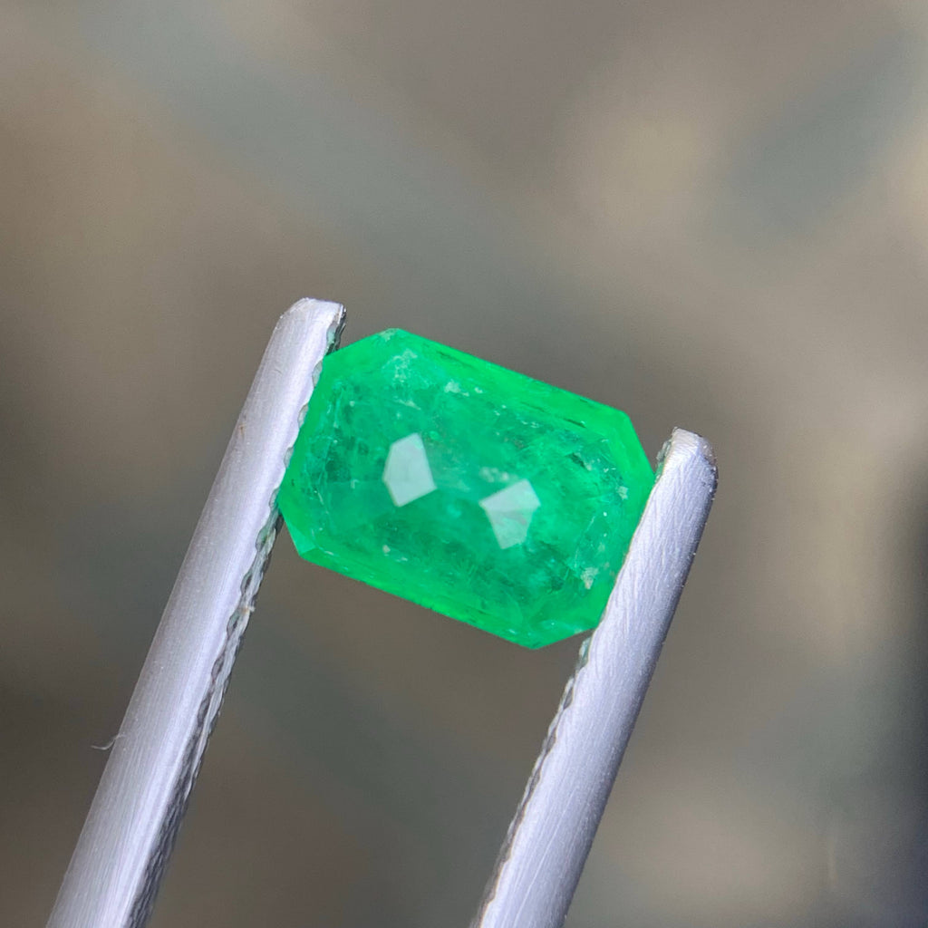 0.95 Carat Natural Loose Green Color Emerald Stone Emerald Cut Gemstone
